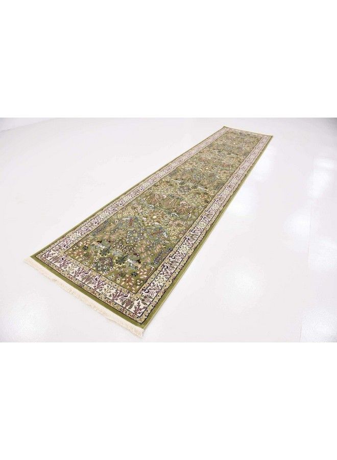 Unique Loom Narenj Collection Area Rug Bristol (3' X 13' 1" Runner Green Ivory)  - Image 5