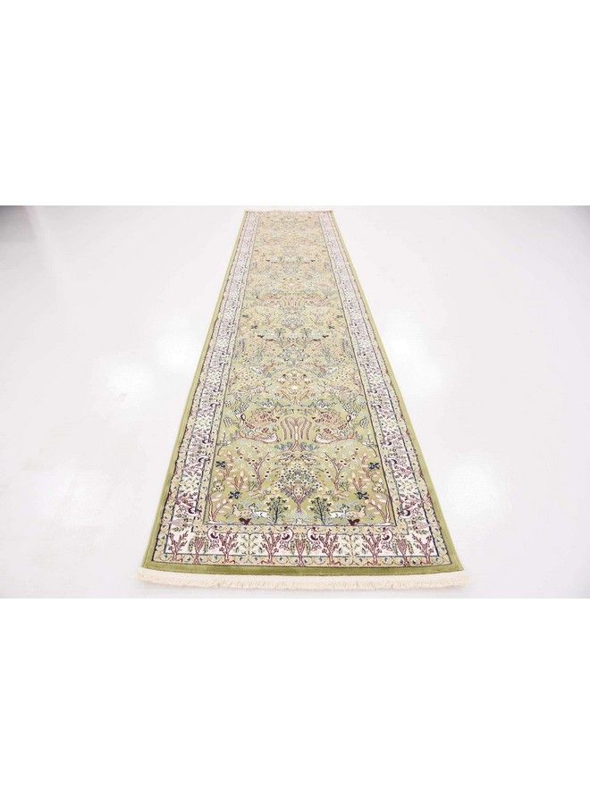 Unique Loom Narenj Collection Area Rug Bristol (3' X 13' 1" Runner Green Ivory)  - Image 4
