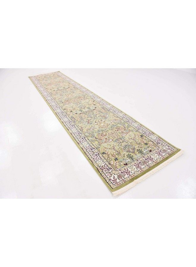 Unique Loom Narenj Collection Area Rug Bristol (3' X 13' 1" Runner Green Ivory)  - Image 3