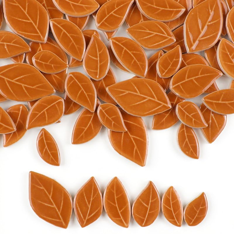 YOZIEMQ 500g/1.1lb Leaf-Shaped Ceramic Mosaic Tiles,Ceramic Mosaic Pieces for Crafts,Mosaic Tiles for Home Decoration or DIY Crafts,Mosaic Making Supplies. (Iridescent Dark Green) - Image 2