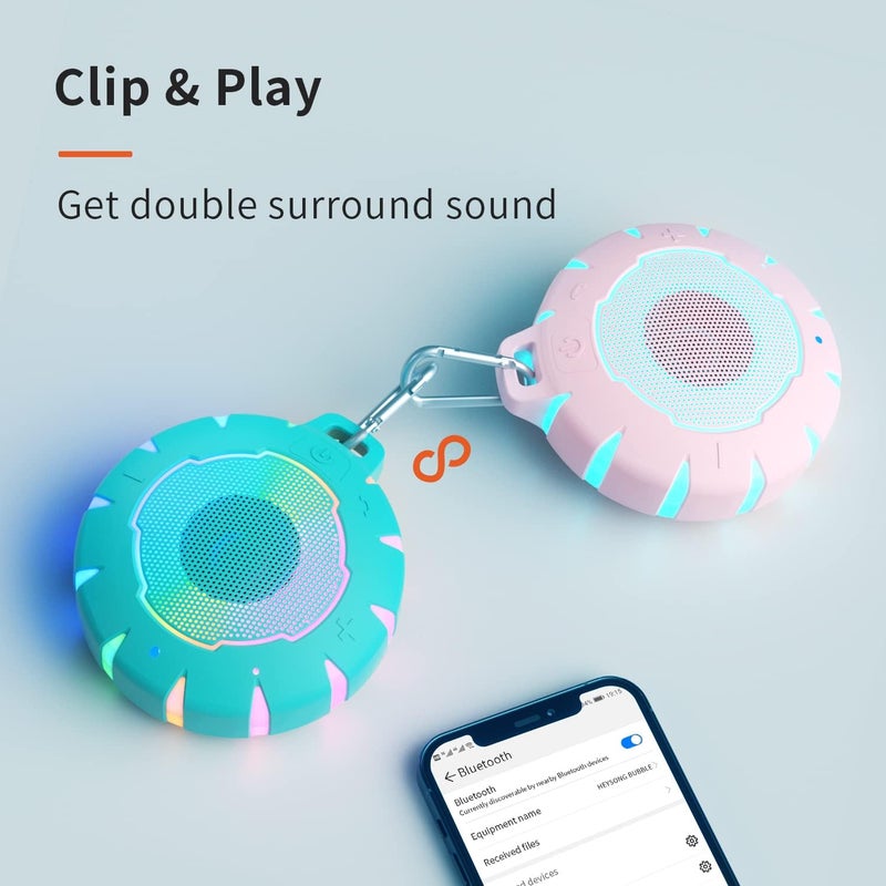 HEYSONG Bluetooth Waterproof Speaker, Shower Speaker with HD Sound, LED Light, Floating, Lightweight Portable Speakers for Travel, Pool, Beach, Kayak, Gifts for Girl - Image 4