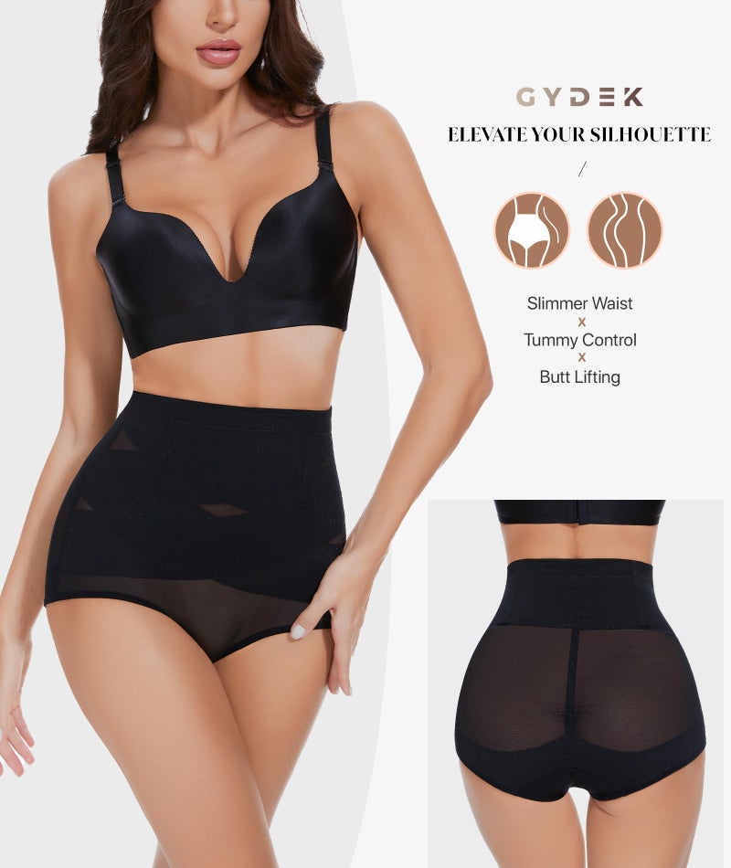 GYDEK Tummy Control Shapewear Panties for Women-High Waisted Body Shaper Underwear Shapewear Seamless Girdle Panty Black - Image 2
