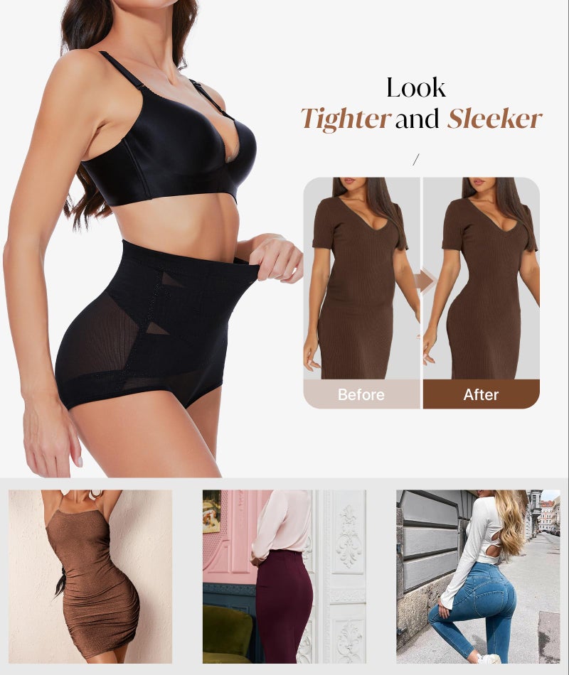 GYDEK Tummy Control Shapewear Panties for Women-High Waisted Body Shaper Underwear Shapewear Seamless Girdle Panty Black - Image 4