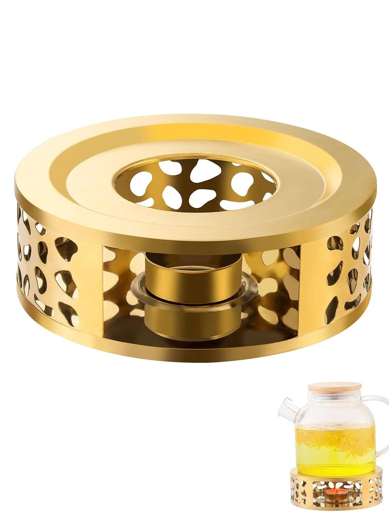 KASTWAVE Teapot Warmer, Azonee Stainless Steel Heater Coffee Warmer Base Dish Warmer with Tea Light Candle for Glass Teapot and Other heatproof Dish Warming use - Image 1