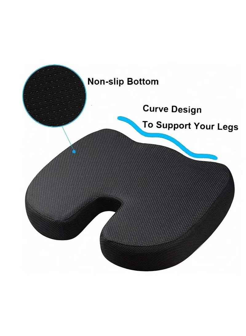 MIXSNOW Portable Ergonomic Memory Foam Seat Cushion and Lumbar Support Pillow Set for Car Office Computer Chair Wheelchair - Image 2