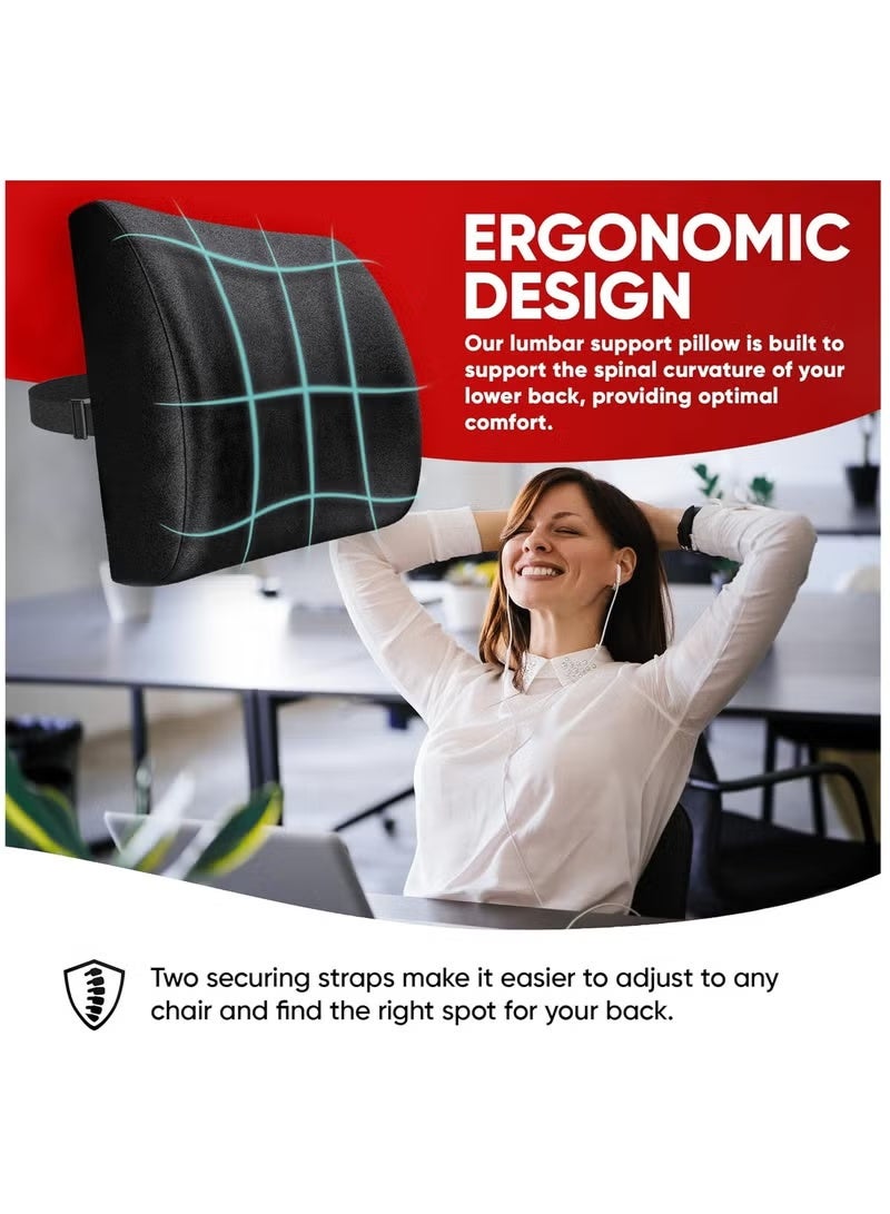 MIXSNOW Portable Ergonomic Memory Foam Seat Cushion and Lumbar Support Pillow Set for Car Office Computer Chair Wheelchair - Image 4