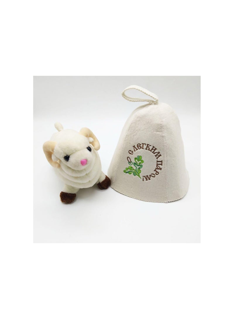 GGOOT 2X 100% Wool Felt Sauna Hat Cap for Russian Banya Sauna Hut Leaves Pattern - Image 4