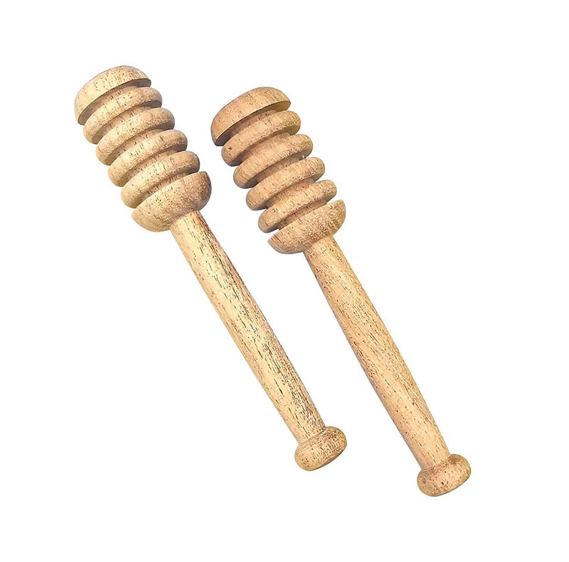 Generic TOnourish 6 Inch Long Handcrafted Wooden Honey Dipper Stick Pack of 2 - Image 1
