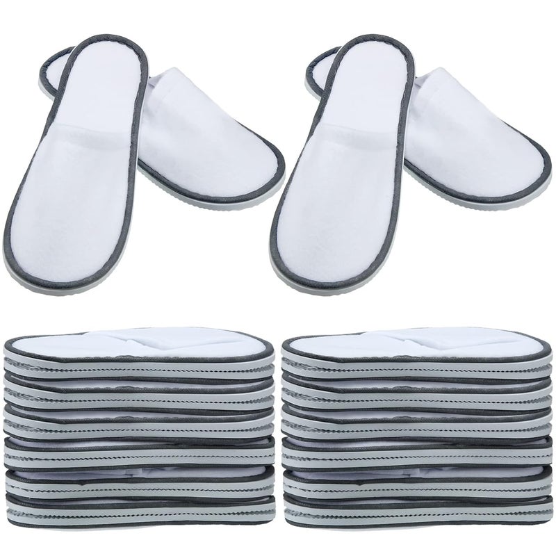 Satinior 12 Pairs Disposable Slippers White Comfortable Velvet Guests Disposable Slippers Closed Toe Spa Slippers for Women and Men Hotel Home Spa Nail Salon Guests and Party Use - Image 1