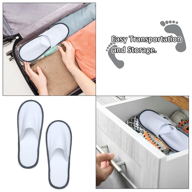 Satinior 12 Pairs Disposable Slippers White Comfortable Velvet Guests Disposable Slippers Closed Toe Spa Slippers for Women and Men Hotel Home Spa Nail Salon Guests and Party Use - Image 5