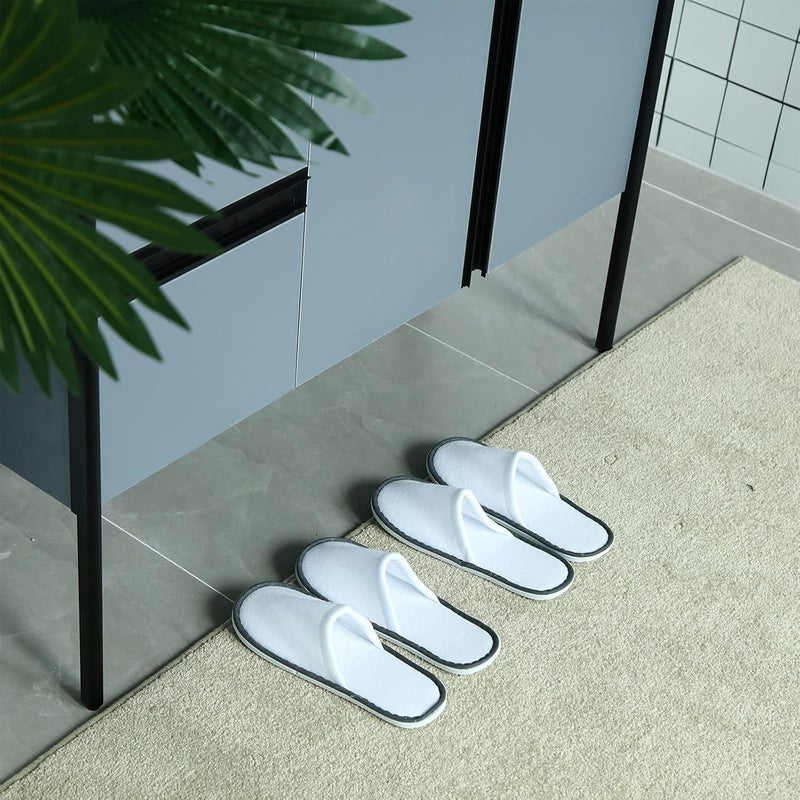 Satinior 12 Pairs Disposable Slippers White Comfortable Velvet Guests Disposable Slippers Closed Toe Spa Slippers for Women and Men Hotel Home Spa Nail Salon Guests and Party Use - Image 4