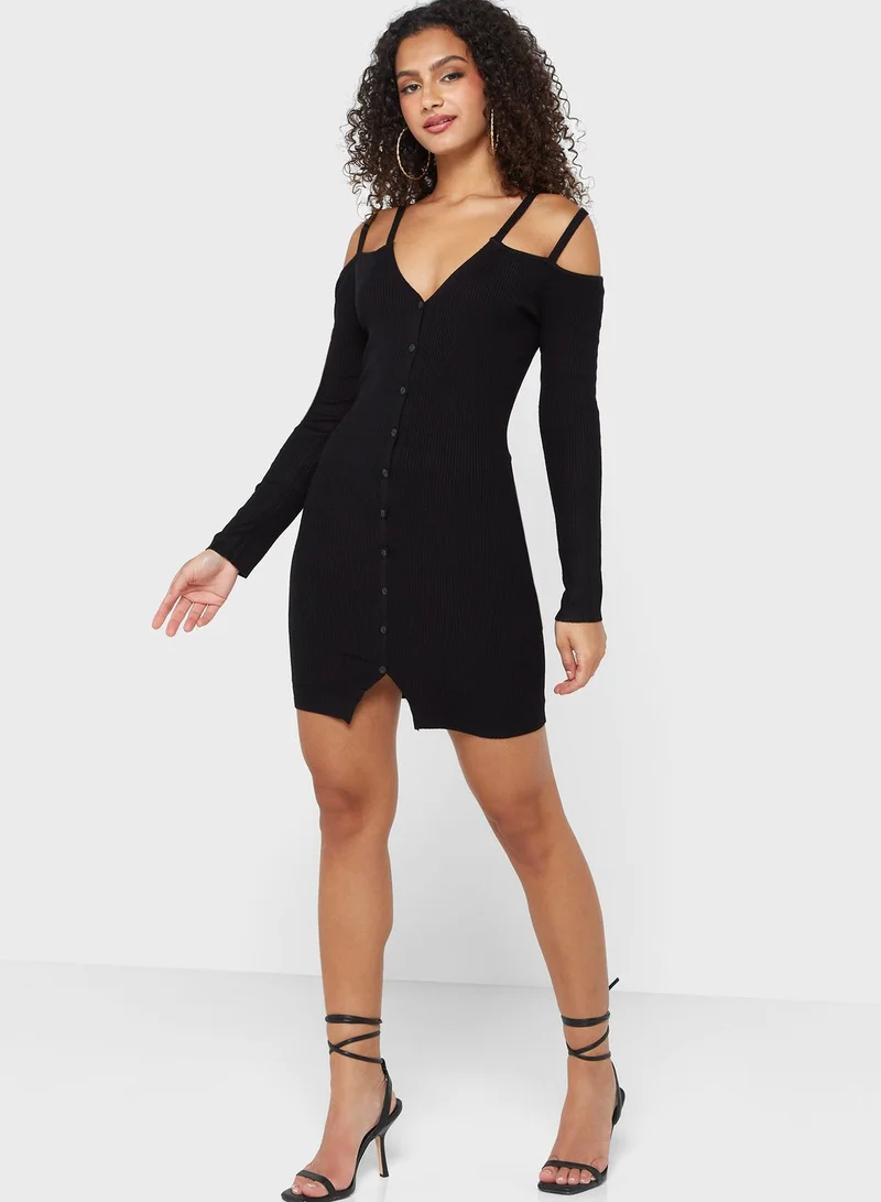 Miss Selfridge Ribbed Button-Down Dress