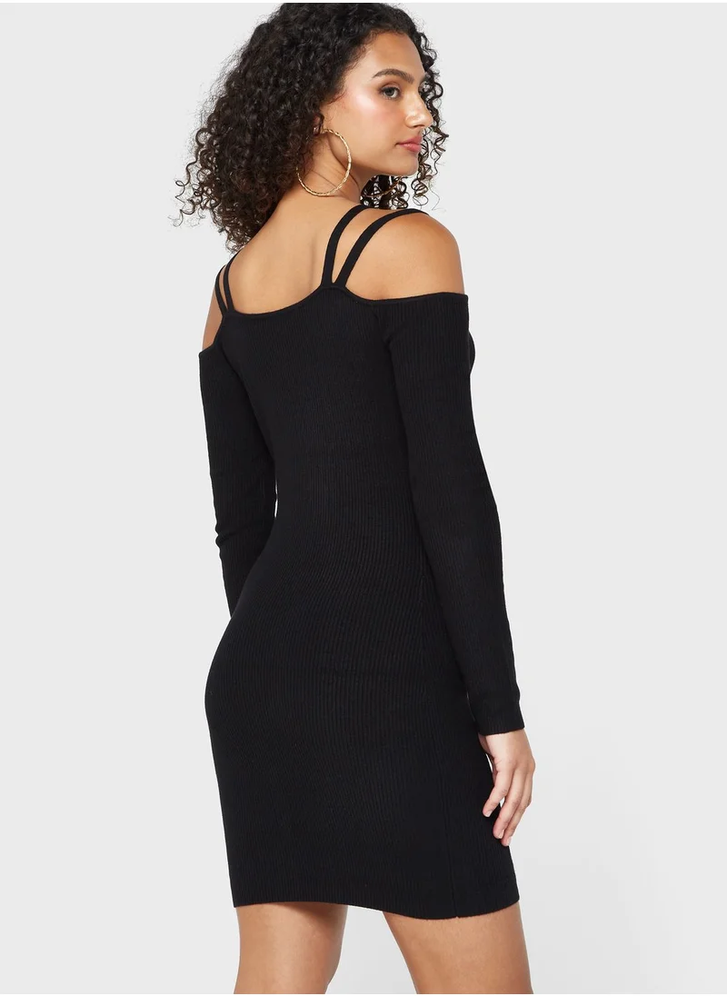 Miss Selfridge Cold Shoulder Front Slit Dress