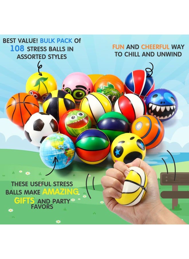 Yunsailing 108 Pcs Mini Stress Balls 2.4 Inch Sensory Fidget Balls Treasure Box Prizes Soft Assorted Stress Toys for Stress Relief Hand Wrist Finger Exercise Adults and Teens Party Favor Classroom (Cute) - Image 3