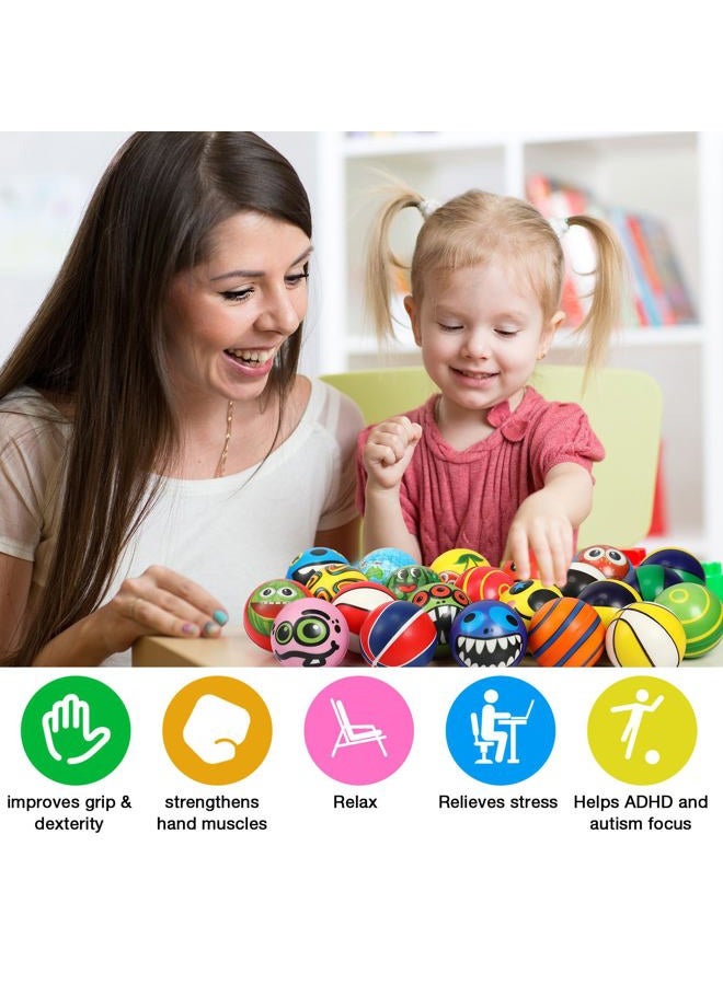 Yunsailing 108 Pcs Mini Stress Balls 2.4 Inch Sensory Fidget Balls Treasure Box Prizes Soft Assorted Stress Toys for Stress Relief Hand Wrist Finger Exercise Adults and Teens Party Favor Classroom (Cute) - Image 4