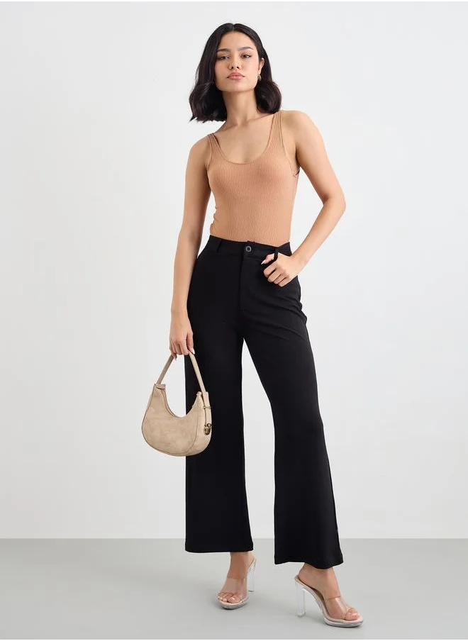 Styli Styli Mid Rise Straight Fit Stretchy Pants