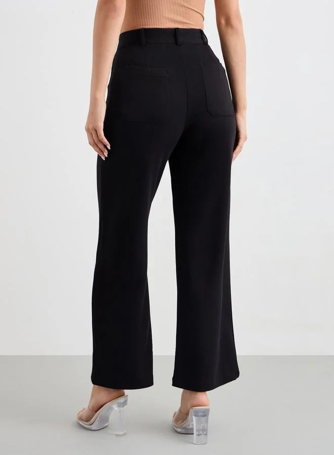 Styli Styli Mid Rise Straight Fit Stretchy Pants