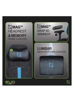 NAVODESK APEX PRO EVO SERIES High Back Computer Gaming Chair with Magnetic Swappable Armrests Lumbar Pillow Magnetic Headrest by NAVO EVO PRO Hypersuede Miami Blue  - Image 2