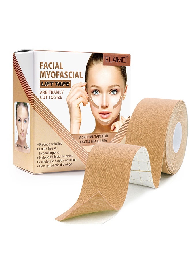 Elaimei Facial Myofascial Lift Tape Face Lift Stickers, Face Toning Tape Anti Freeze Anti Wrinkle Belts Patche, Neck Lift Tape Unisex For Firming and Tightening 2.5cm*5m  - Image 1