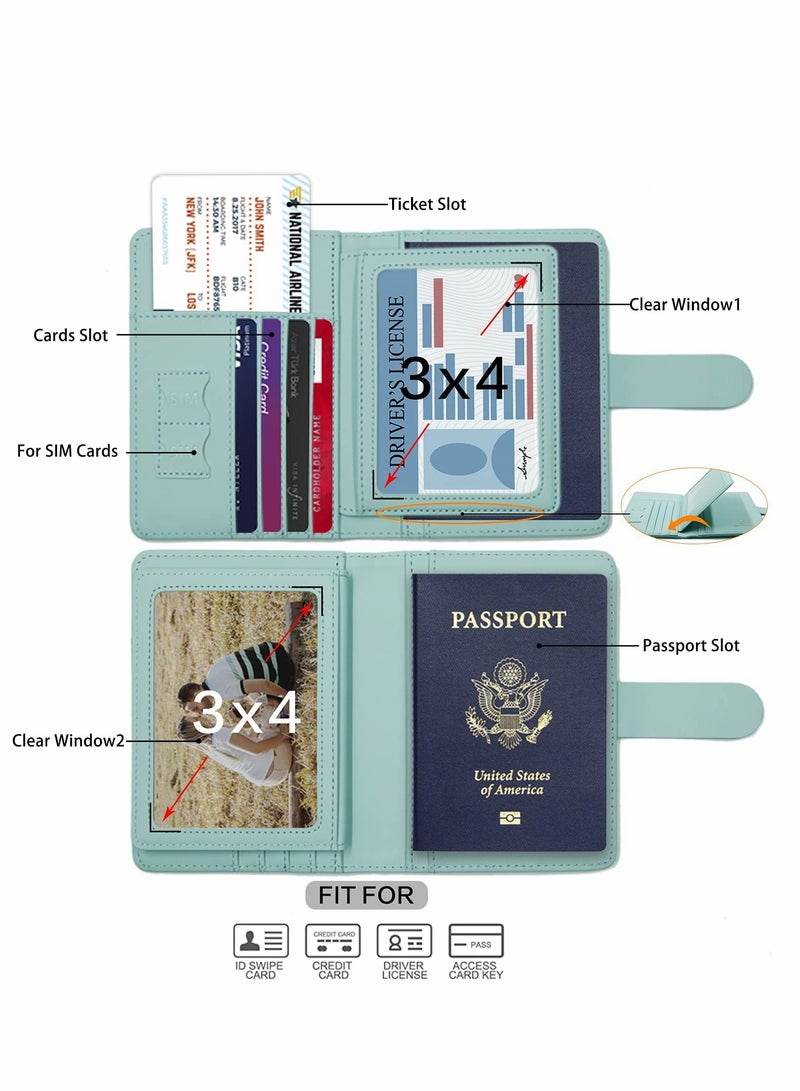 Passport Holder, Card Slots, Creative Aircraft Certificate Storage Bag, Cute Passport Cover for Women and Men, Waterproof Rfid Blocking Travel Wallet (Aqua green) - Image 4