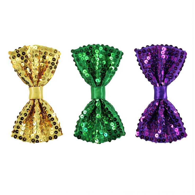 Purple Sequin Suspender Set 3 Pcs Non Slip Clips Elastic No Tie For Stage Rave - Image 5