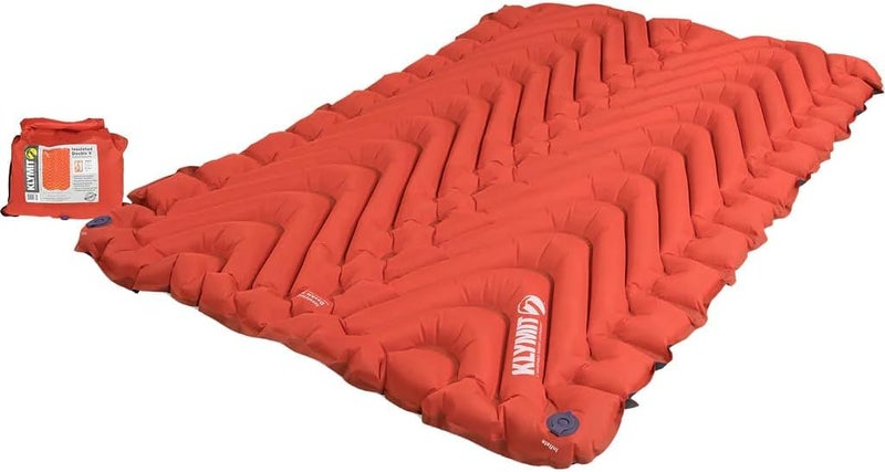 Klymit Insulated Double V Inflatable Sleeping Pad | Thick, Lightweight, Easy to Inflate, Foldable Air Bed for Camping & Backpacking - Image 1
