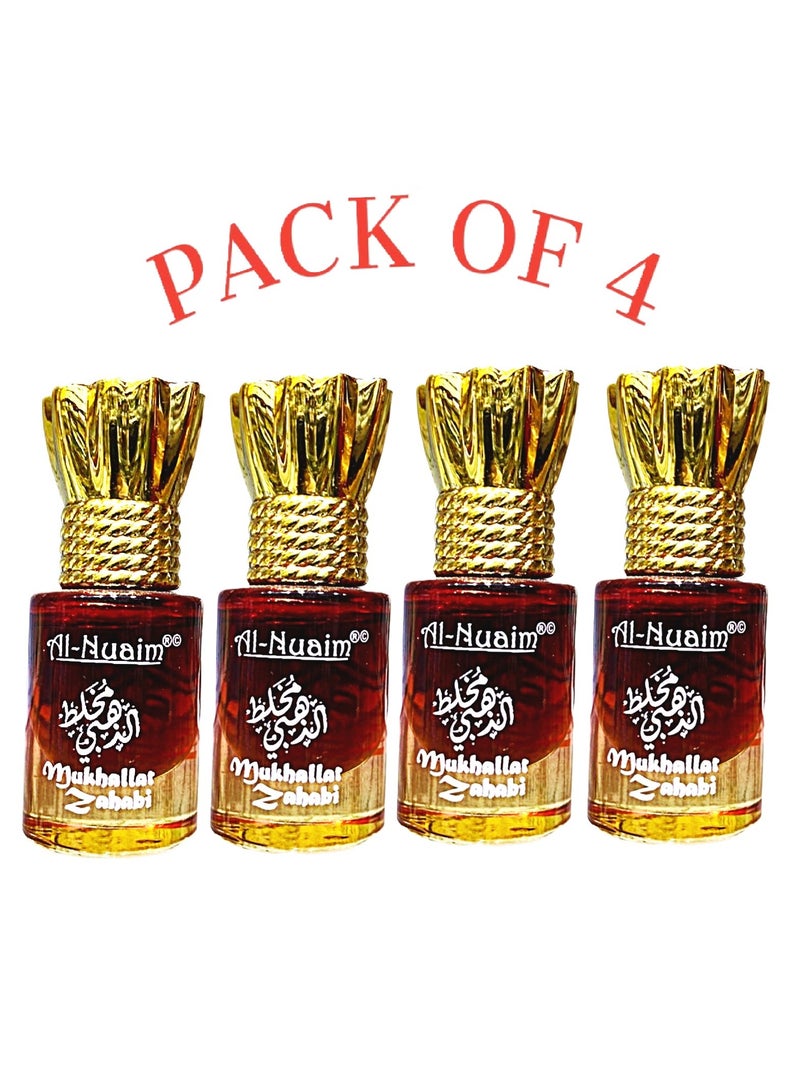 Al Nuaim Al-Nuaim Tohfa Series Mukhallat Zahabi Attar Roll-On 6ml (Pack of 4) | Alcohol-Free Unisex Concentrated Perfume Oil | Long Lasting Musk & Floral Oriental Fragrance for Men & Women | Pocket Size Ittar - Image 1