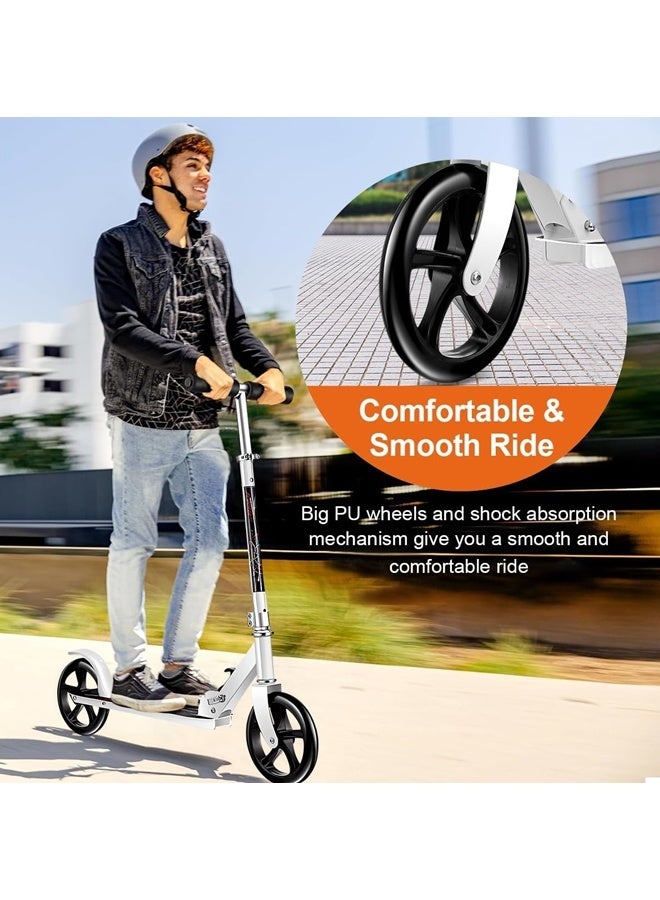 Kick Scooter, Foldable Commuter Scooter with Anti-Shock Suspension with 3 Adjustment Levels Handlebar Aluminum Alloy Mobility Scooter with Anti-Skid Wear-Resistant Wheel Bearing Capacity 150kg for Kids Teen and Adults - Image 2