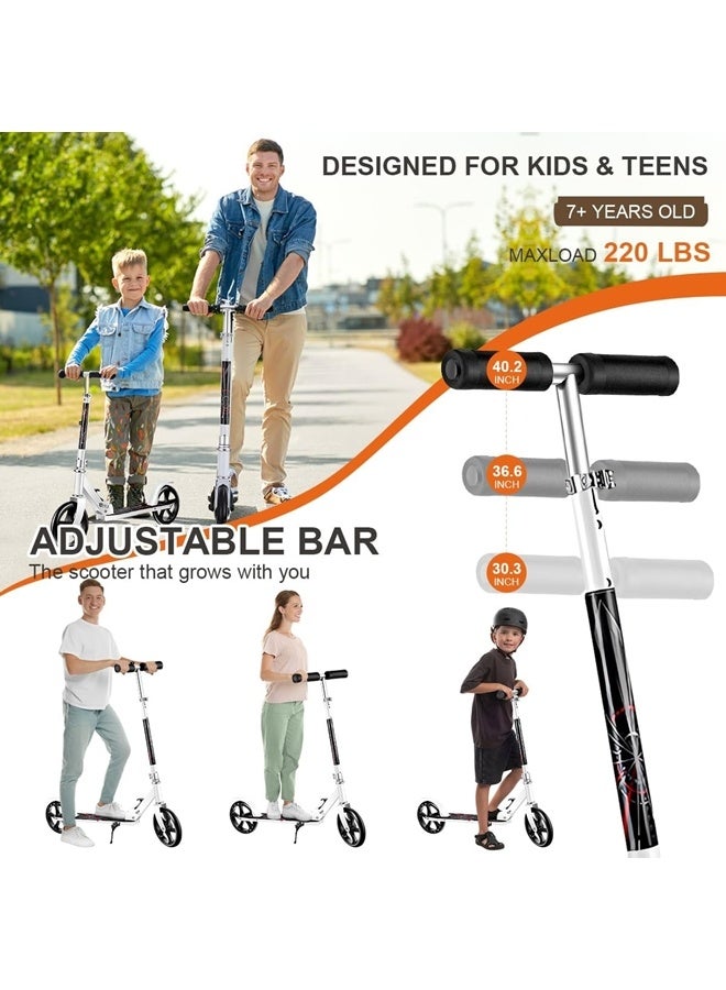 Kick Scooter, Foldable Commuter Scooter with Anti-Shock Suspension with 3 Adjustment Levels Handlebar Aluminum Alloy Mobility Scooter with Anti-Skid Wear-Resistant Wheel Bearing Capacity 150kg for Kids Teen and Adults - Image 4