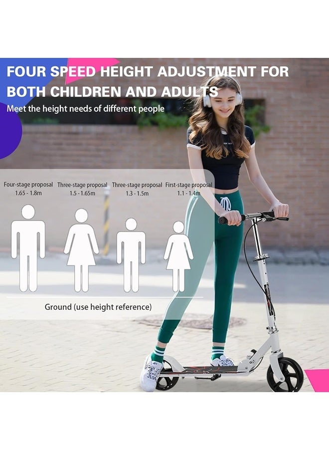 Kick Scooter, Foldable Commuter Scooter with Anti-Shock Suspension with 3 Adjustment Levels Handlebar Aluminum Alloy Mobility Scooter with Anti-Skid Wear-Resistant Wheel Bearing Capacity 150kg for Kids Teen and Adults - Image 5