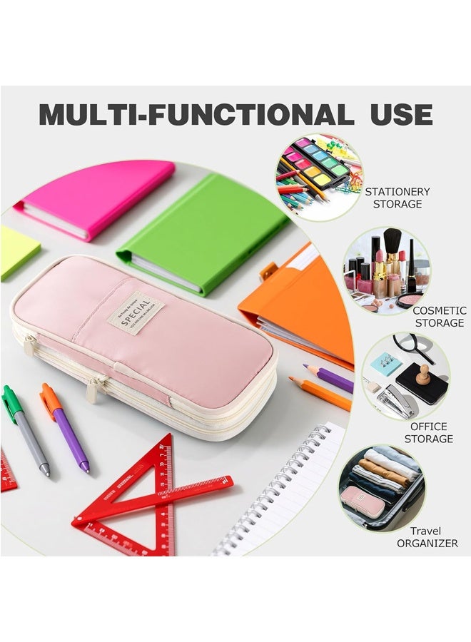 Pencil Case, Large Capacity Pen Bag, Colored Pencil Bag with Zipper, Student School Supplies, Suitable for the Beginning of School Season, Beginning of School Gifts, Pink - Image 4