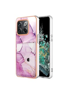 For OnePlus 10T 5G / Ace Pro Marble Pattern IMD Card Slot Phone Case(Pink Purple Gold)