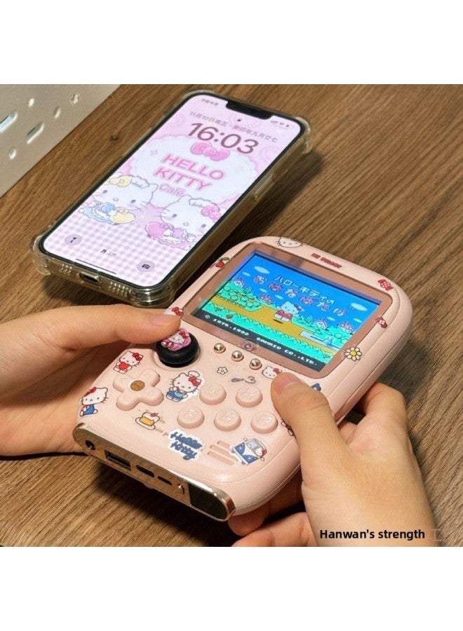 Game Machine Charging Treasure Handheld TV Retro Boyfriend Best Friend Girl Japanese Powder National Day Classical Style-Model:I Wish You A Happy Day (gift Bag) + Pink - Double Game Console + Free Kity Cat Sticker + Game Controller [built-in 10,000 + Games] - Image 5