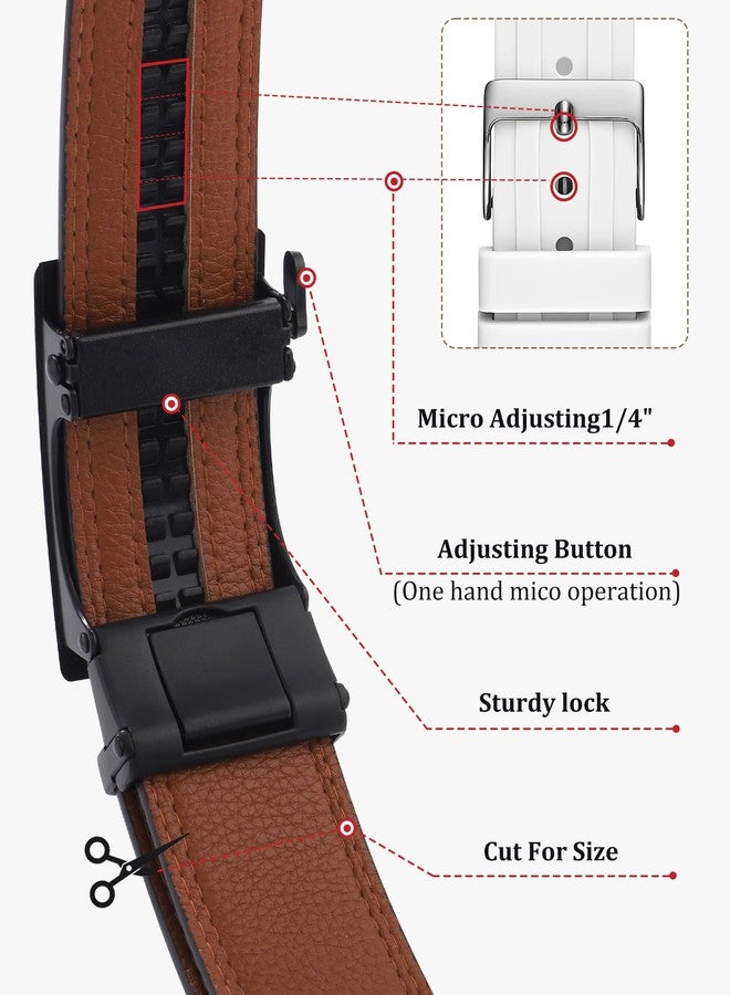 Kajeer Men Ratchet Belt Leather Adjustable Trim to Fit No Holes Slide Dress Belt for Casual Formal Gift - Image 2