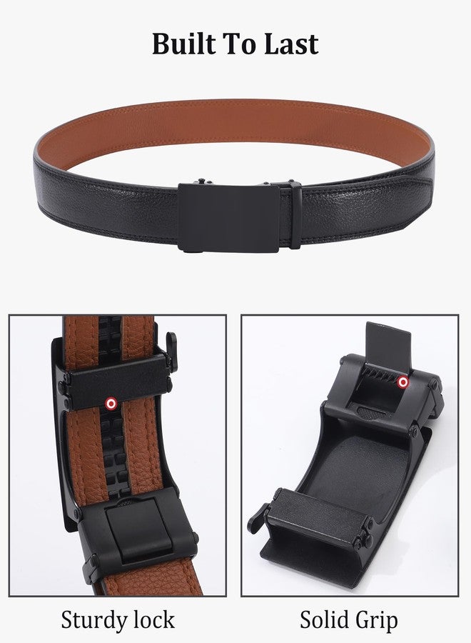 Kajeer Men Ratchet Belt Leather Adjustable Trim to Fit No Holes Slide Dress Belt for Casual Formal Gift - Image 5