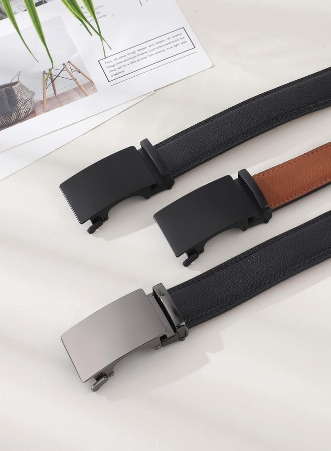 Kajeer Men Ratchet Belt Leather Adjustable Trim to Fit No Holes Slide Dress Belt for Casual Formal Gift - Image 3