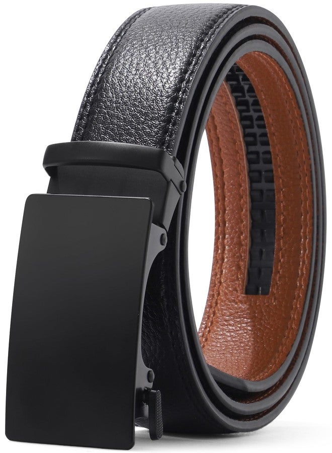 Kajeer Men Ratchet Belt Leather Adjustable Trim to Fit No Holes Slide Dress Belt for Casual Formal Gift - Image 1