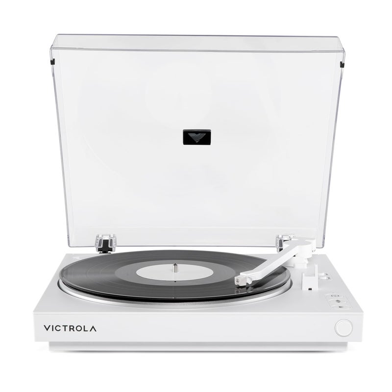 Victrola Fully Automatic Bluetooth Turntable w Audio Technica ATN3600L Cartridge Automatic Repeat Function 2Speed Vinyl Record Player Wireless Bluetooth Streaming Preamp Aluminum Platter White - Image 2