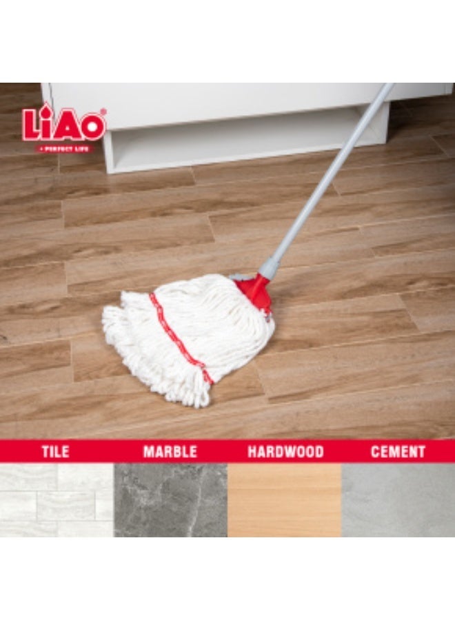LIAO A130059 Cotton Water Mop – Highly Absorbent Floor Mop with 128 cm Metal Handle for Home, Kitchen & Bathroom Cleaning - Image 3
