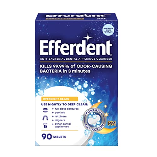 Efferdent Efferdent Retainer Cleaning Tablets 3 Month Supply of Denture Cleaning Tablets for Dental Appliances Overnight Whitening 90 Tablets