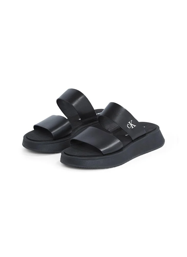 Calvin Klein Jeans LEATHER SANDALS WITH DOUBLE STRAP
