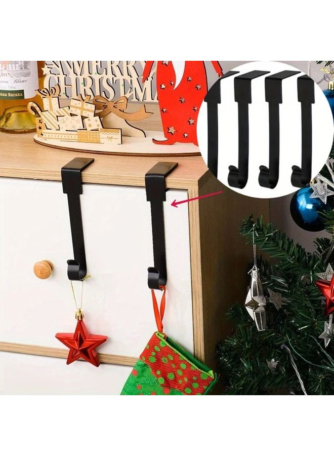 2 Pcs Black Metal Christmas Stocking Holders Right Angle Design For Mantle Decor - Image 2