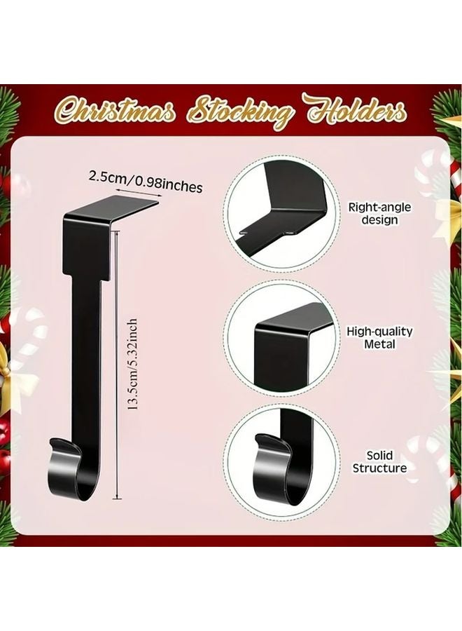 2 Pcs Black Metal Christmas Stocking Holders Right Angle Design For Mantle Decor - Image 4