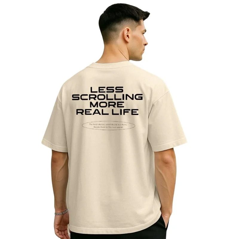 نوبيرو Men's Oversized Cotton Graphic T-Shirt