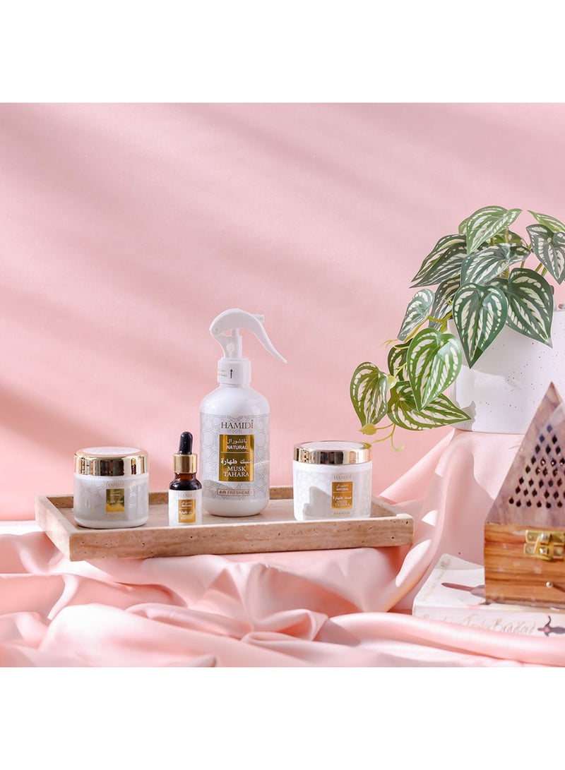 DANUBE HOME Natural 4-Piece Musk Tahara Gift Set – 300ml Air Freshener, 50g Bakhoor, 40g Muattar & 15ml Diffusion Oil | Luxurious Arabian Home Fragrance Combo for Office & Gifting - Image 4