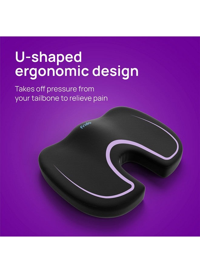 Frido Ultimate Coccyx Seat Cushion With Orthopedic Memory Foam | For Tailbone&Lower Back Pain Relief | Ergonomic U-Shaped Hip Support Pillow For Chairs | Car Seat | Floor | Made In India |Upto 60 Kg | - Image 3