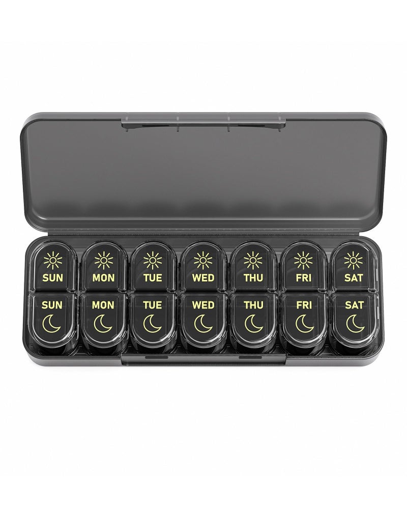 Daviky Weekly Pill Organizer 2 Times a Day, 7-Day AM PM Medicine Case, Travel-Friendly Pill Box for Fish Oils, Vitamins & Supplements - Image 1