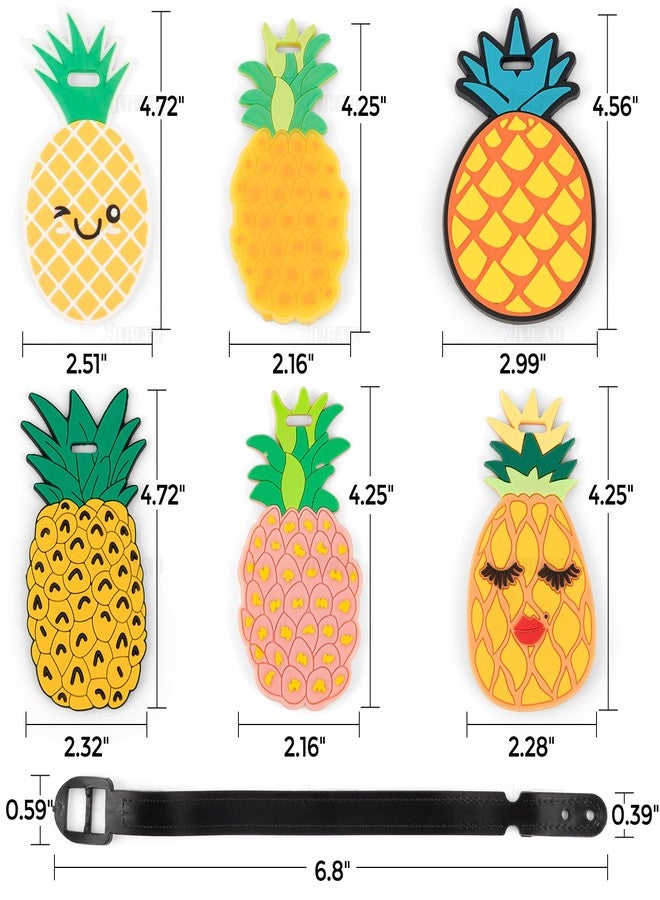 AUEAR, Travel Luggage Tags Unique Pineapple Silicone ID Labels Name Card Holders for Suitcases (6-Pack) - Image 2