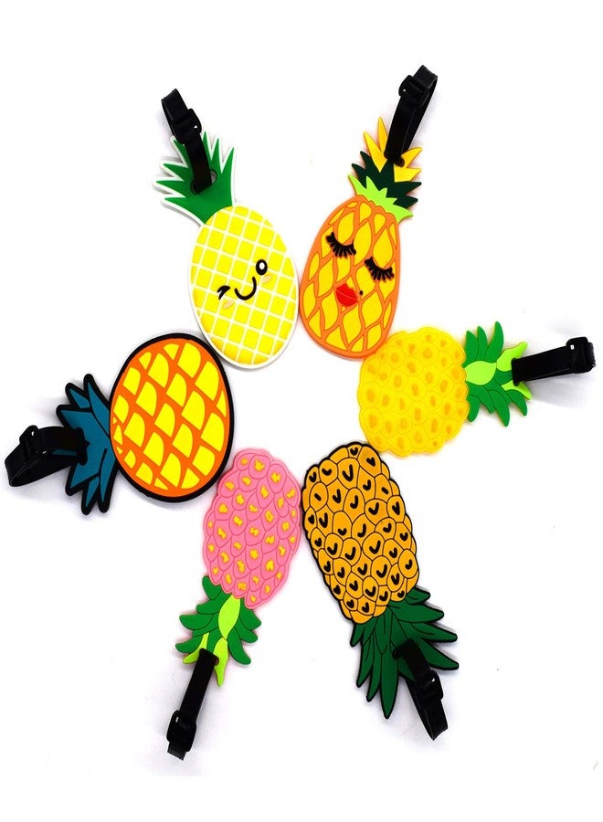 AUEAR, Travel Luggage Tags Unique Pineapple Silicone ID Labels Name Card Holders for Suitcases (6-Pack) - Image 1