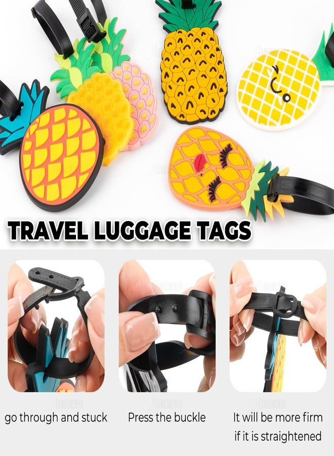 AUEAR, Travel Luggage Tags Unique Pineapple Silicone ID Labels Name Card Holders for Suitcases (6-Pack) - Image 3